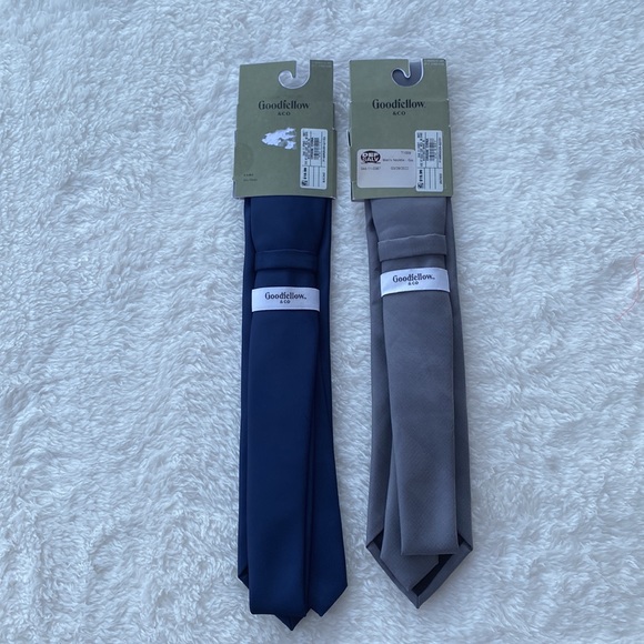 2 Men’s Goodfellow Necktie Business Casual Lot Blue/Gray Standard Size - Picture 5 of 6